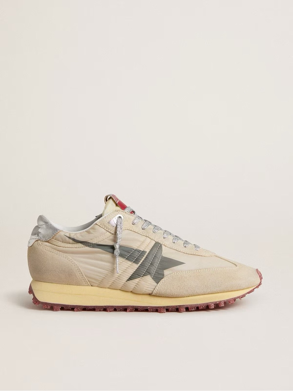 Golden Goose Beige Silver Red-Accented Women's Sneakers